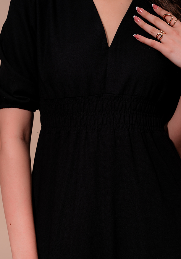 GRAICE V NECK BLACK DRESS